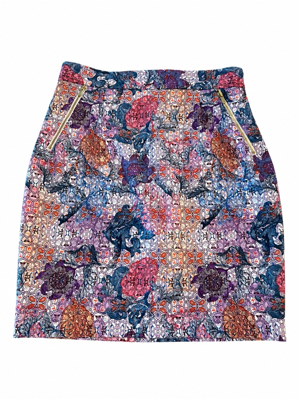 H& M Floral Mosaic Printed Pencil Skirt - Multicolor, size 8